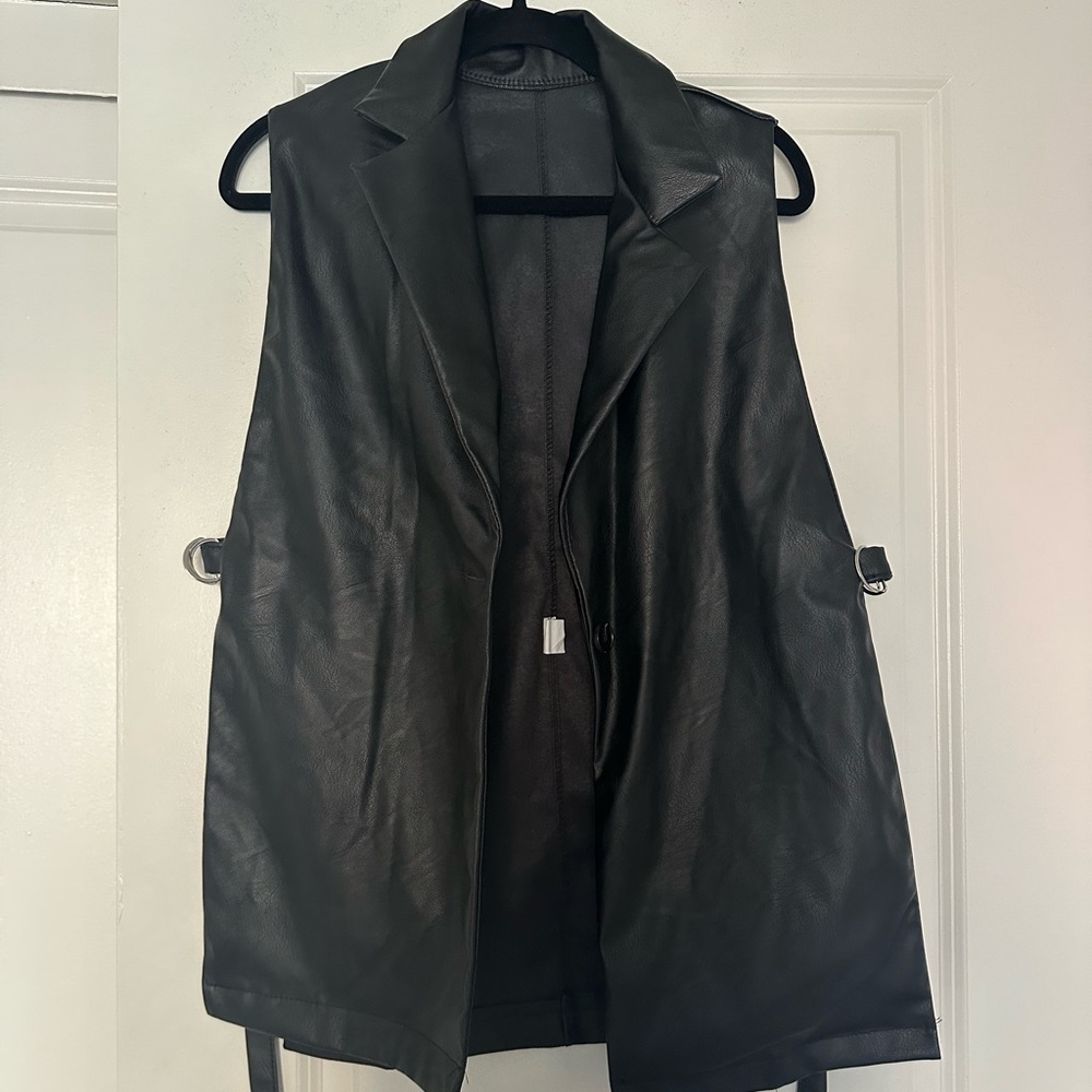 black leather vest